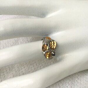UTC Vintage Art Nouveau Grape Vine Ring – 925 Silver Gold Plate